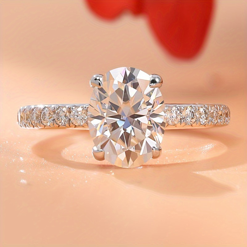 925 Silver Ring 18K Gold Plated 2CT Moissanite Customizable Engraving